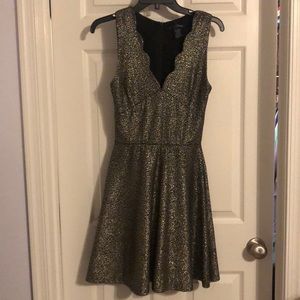 Aqua women’s gold mini fit &flare cocktail dress